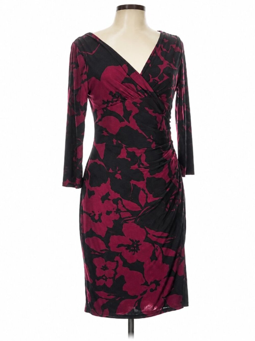 Ralph Lauren Moody Floral Dress Large 10 Black Red Dark Romance Vamp Whimsigoth - Picture 2 of 9